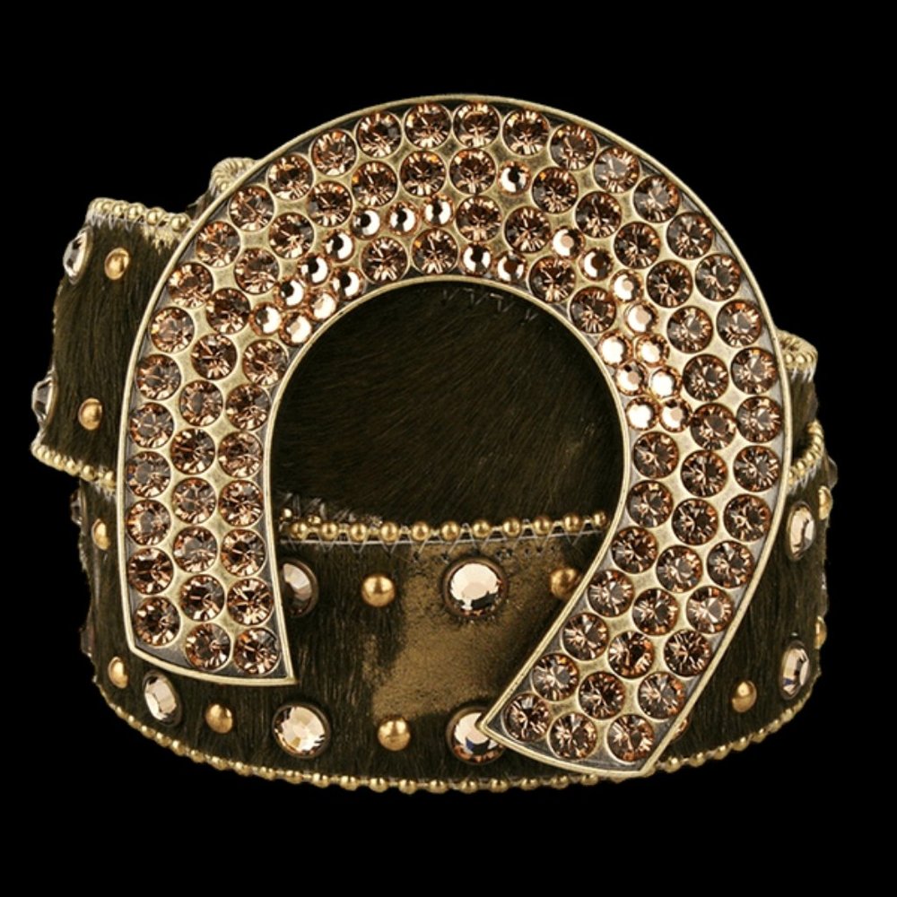 B.B. Simon Aliza-2 Belt w/ Horseshoe Buckle & Swarovski Crystals - Picture 7 of 16